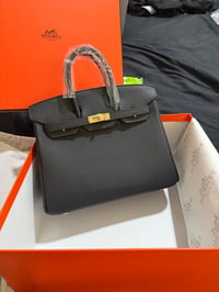 Image 2 of Hermes Birkin 25/30cm Bag Calfskin Silver/Gold Metal In Black High