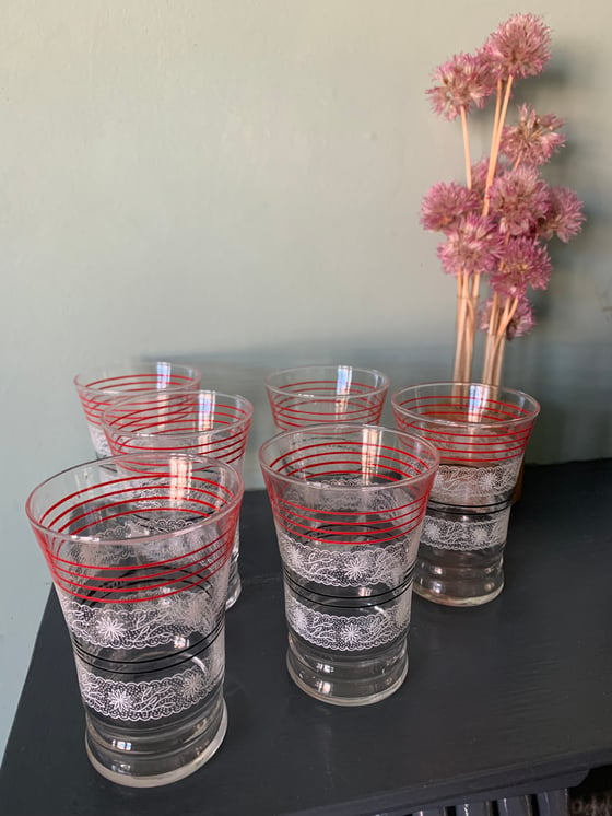 Image of Six Decorated French Glasses