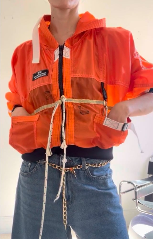 Orange Hooded Parachute Jacket Image 2