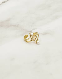Image 1 of Pearl & Diamond Swirl Ring
