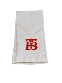 Image 1 of white sleeve with red combo logo