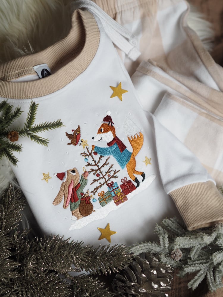 Image of BIG FITTING/SIZE DOWN Beige checked pjs - The Little Fir Tree 