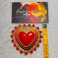 Image 9 of Hand Polished Dark Red Heart Beaded Popsocket 