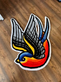 Image 1 of New school swallow tattoo rug. 