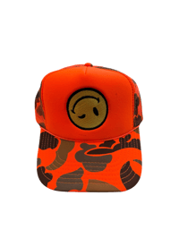 Big face orange camo trucker 