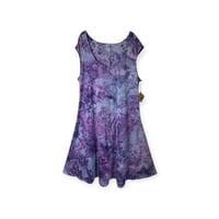 Image 1 of 2X PLUS Stretch Knit Fit and Flare Midi Dress in Purple Haze Ice Dye