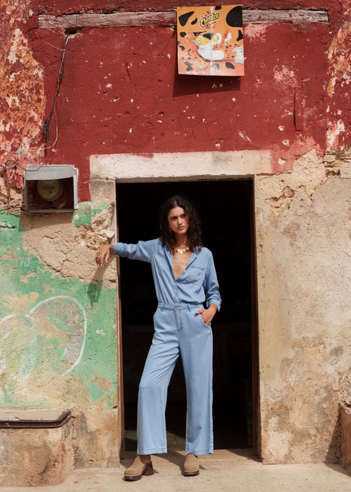 Image of Pantalon LAURA Denim Bleu Clair
