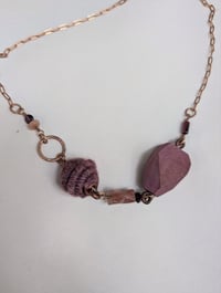 Image 4 of Garnet Semi Precious Stone & Handspun Bead Statement Necklace