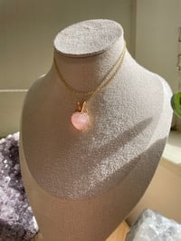 Image 3 of Gold Rose Quartz Heart Crystal Necklace