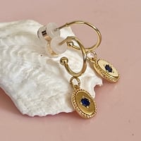 Image 3 of Little Oval Blue Star Hoops