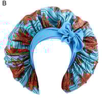 Image 3 of Hair Bonnet Satin Medium African Print Sleep Hat