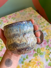 Image 3 of blue and yellow speckled teacup
