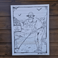 Image 1 of Hunter s thompson golf hand painted canvas