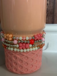 Image 3 of Pastel Gummy Bear Tumbler Bracelet Stack | Peach & Pink Cup Accessory
