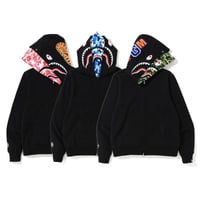 Image 1 of Black Double Hood Bape Shark Jacket