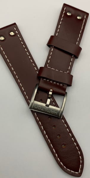 Image of Heavy Duty genuine leather strap for hamilton gents watch, BROWN-22mm,New