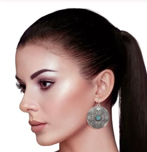 Image of Engraved Round Earrings 