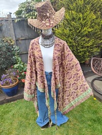 Image 4 of Dolly cowboy hat - recycled sari fabric burgundy