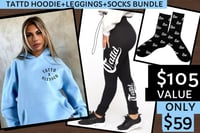 45% off!!! BABY BLUE🩵🖤 HOODIE + LEGGINGS + SOCKS BUNDLE!!! $105 value!!!