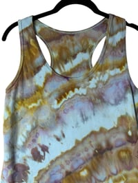 Image 5 of L Ladies Racerback Tank in Earthy Gold Ice Dye