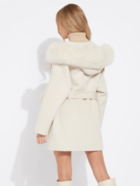 Image 5 of Cream Loro Coat With Fur Cuffs