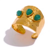 Image 3 of ESMERALDA Natural Stone and 18k Gold Plated Ring