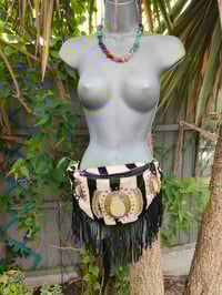 Image 2 of Dolly Bum bag suede fringe tassels ZEBRA and Moroccan Stone