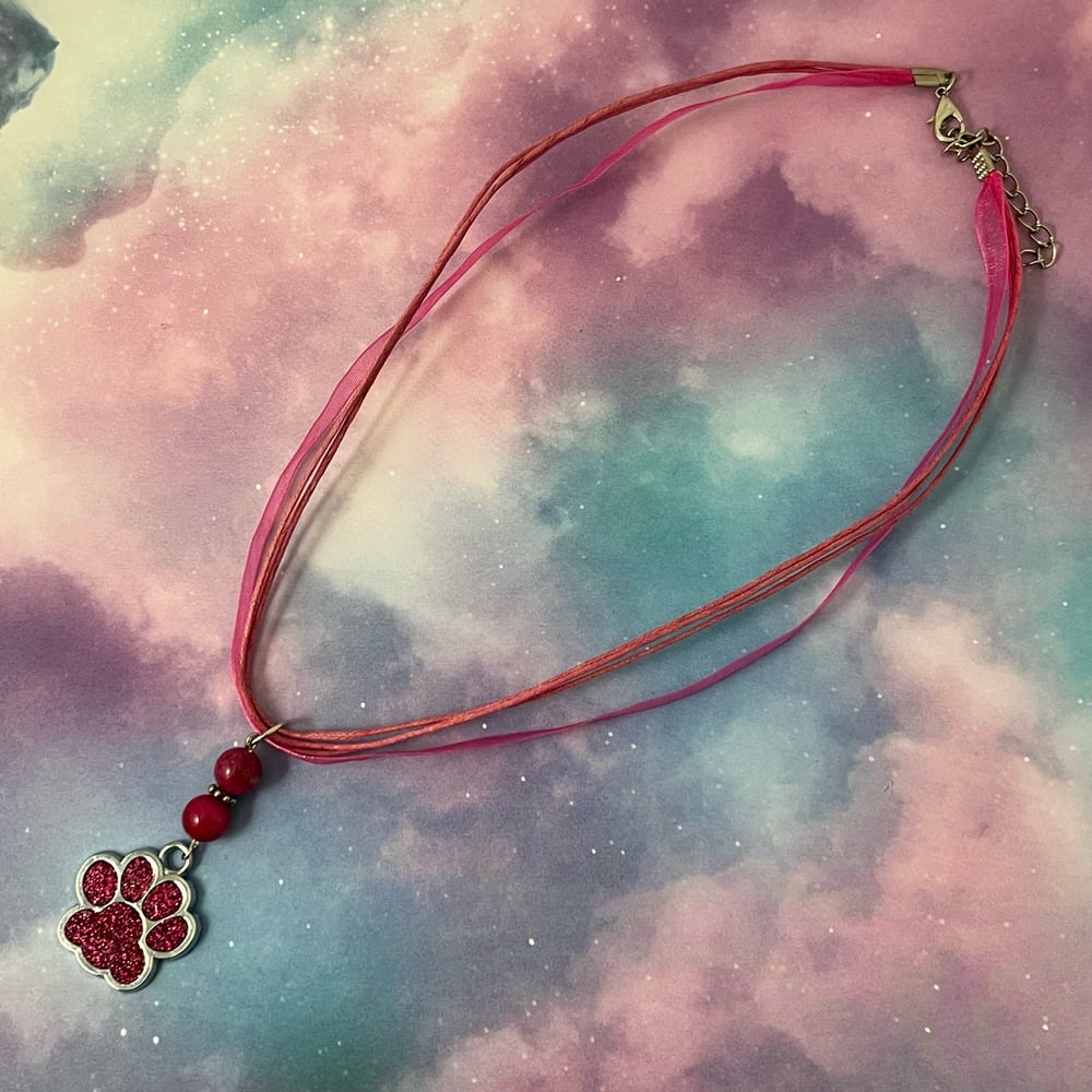 Image of Glitter Paw Print Necklace