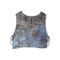 Image 1 of M 100% Cotton Woven Side-Tie Top in Stormy Sky Watercolor Ice Dye