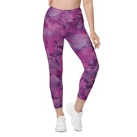 Image 3 of Pocketed, High Waist AK Pattern Leggings - Blueberry