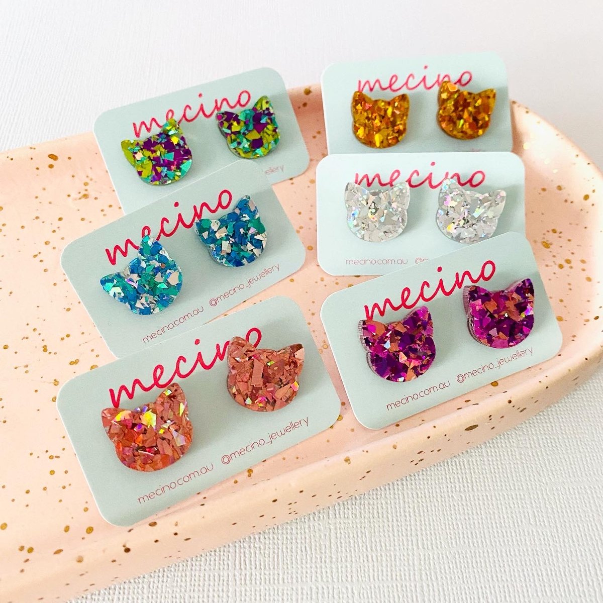 Image of Cat Studs - Glitter Mix  