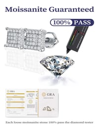 Image 5 of Moissanite Stud Earring for Women Square Earrings with Gra Certificate Silver 925 Earring