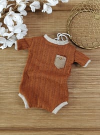 Image 1 of Newborn bodysuit for photoshoot | cinnamon brown | Brayden