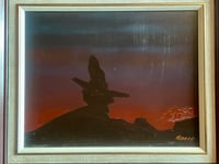 Image 3 of Oil Inukshuk Painting on Board