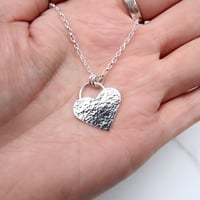 Image 2 of Handmade Sterling Silver Hammered Heart Pendant