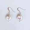 Coin Pearl and Sterling Silver Earrings 