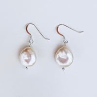 Image 2 of Coin Pearl and Sterling Silver Earrings 