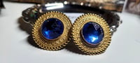 Image 2 of Vintage Ocean Blue Gem Earrings