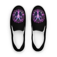 Image 2 of Goth Inspired Baphomet/Pentagram Purple Goat Men’s Slip-On Canvas Shoes