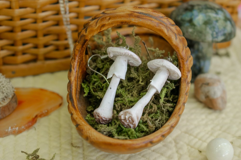 Image of Destroying Angel Mushroom Earrings