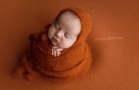 Cinnamon Spice Fuzzy Bonnet + Wrap