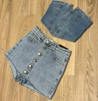 Denim button skort 