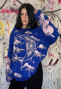 Image 3 of ‘NEW MOON’ BLEACH PAINTED LONG SLEEVE T-SHIRT XL