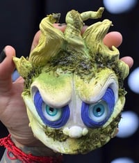 Image 2 of Beetle Juice inspired - pumpkin - mad ball - handmade clay sculpture