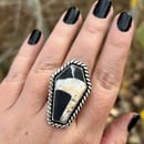 Image 1 of Handmade Sterling Silver White Buffalo Turquoise Coffin Ring