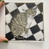 Small square art print -Tabby cat Mymble (custom name available) 