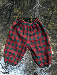 Image 2 of LITTLE PANTS - black wool and red plaid 