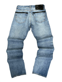 Image 1 of BLACK LEATHER SHIELD BLUE LEVIS