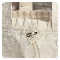 Image 8 of handmade tote bucket bag with vintage french lace