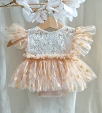 Image 2 of Newborn photoshoot dress | Rosetta | peach | off white